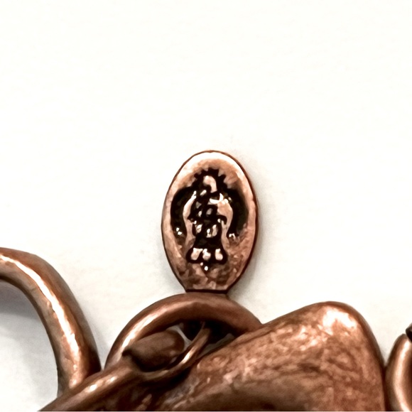 ⌛️Vintage 1980s  Copper Modern shapes link bracelet - Picture 2 of 4